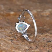 Simple Style Water Droplets Copper Inlay Opal Zircon Rings main image 3