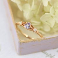 Ethnic Style Square Water Droplets Copper Inlay Tanzanite Zircon Rings main image 1