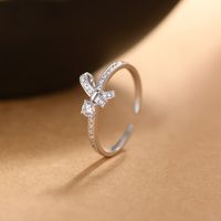 Simple Style Bow Knot Sterling Silver Inlay Zircon Rings sku image 2