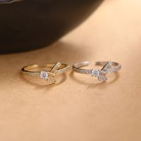 Simple Style Bow Knot Sterling Silver Inlay Zircon Rings main image 1