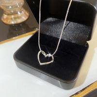 Simple Style Heart Shape Flower Bow Knot Titanium Steel Copper Plating Inlay Artificial Gemstones Pendant Necklace sku image 16