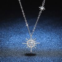 Streetwear Star Sterling Silver Plating Inlay Moissanite Pendant Necklace main image 3