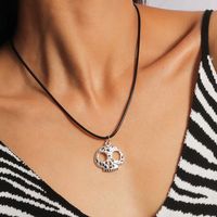 Funny Punk E4011-7/witch Spider Web Skull Leather Rope Zinc Alloy Halloween Unisex Pendant Necklace sku image 1