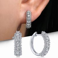 1 Pair Lady Round Inlay Copper Zircon Earrings main image 1
