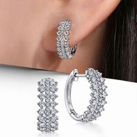 1 Pair Elegant Round Inlay Copper Zircon Earrings sku image 1