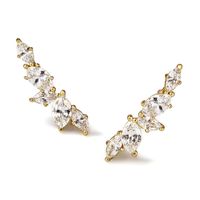 1 Paire Sucré Feuille Fleur Incruster Le Cuivre Zircon Boucles D'oreilles main image 3