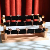 Simple Style Color Block Solid Wood Microfiber Patchwork Jewelry Rack main image 5