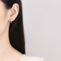 1 Pair Lady Heart Shape Plating Inlay Sterling Silver Zircon Hoop Earrings main image 3