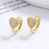 1 Pair Lady Heart Shape Plating Inlay Sterling Silver Zircon Hoop Earrings sku image 2