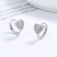 1 Pair Lady Heart Shape Plating Inlay Sterling Silver Zircon Hoop Earrings sku image 1