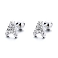 1 Pair Simple Style Letter Plating Inlay Sterling Silver Zircon Ear Studs main image 2