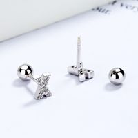 1 Pair Simple Style Letter Plating Inlay Sterling Silver Zircon Ear Studs main image 4