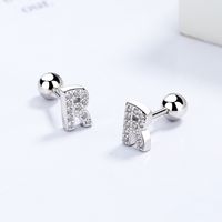 1 Pair Simple Style Letter Plating Inlay Sterling Silver Zircon Ear Studs main image 1