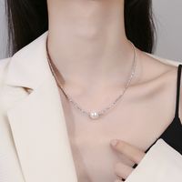 Dame Einfarbig Sterling Silber Hülse Überzug Halskette main image 4