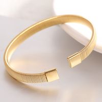 Simple Style Solid Color Titanium Steel Plating Cuff Bracelets main image 5