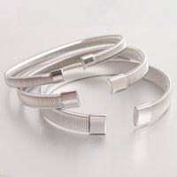 Simple Style Solid Color Titanium Steel Plating Cuff Bracelets main image 4