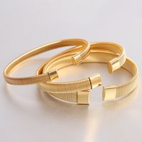 Simple Style Solid Color Titanium Steel Plating Cuff Bracelets main image 1