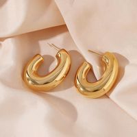 1 Pair Casual Hawaiian Vacation C Shape Plating Stainless Steel 18K Gold Plated Earrings main image 4