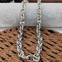 Wholesale Hip-hop Simple Style Pig Nose Solid Color Stainless Steel Plating Bracelets Necklace main image 5