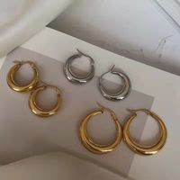 1 Pair Simple Style Classic Style Round Solid Color Stainless Steel Earrings main image 4