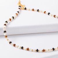 Retro Geometric Agate Tiger Eye Plating 18k Gold Plated Necklace main image 4