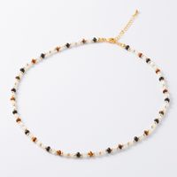 Retro Geometric Agate Tiger Eye Plating 18k Gold Plated Necklace main image 1