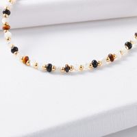 Retro Geometric Agate Tiger Eye Plating 18k Gold Plated Necklace main image 2