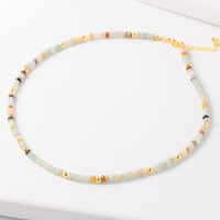Simple Style Geometric Round Natural Stone Crystal Brass Plating 18k Gold Plated Women's Bracelets Necklace sku image 13