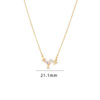 Simple Style Cartoon Character Heart Shape Bow Knot Copper Inlay Zircon Pendant Necklace sku image 3