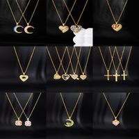 Simple Style Cartoon Character Heart Shape Bow Knot Copper Inlay Zircon Pendant Necklace main image 4