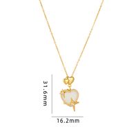 Simple Style Cartoon Character Heart Shape Bow Knot Copper Inlay Zircon Pendant Necklace sku image 9