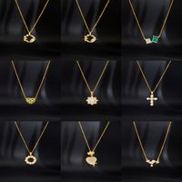 Simple Style Cartoon Character Heart Shape Bow Knot Copper Inlay Zircon Pendant Necklace main image 6