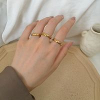 Lady Simple Style Round Titanium Steel Plating 18k Gold Plated Rings main image 5