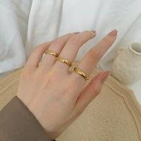 Lady Simple Style Round Titanium Steel Plating 18k Gold Plated Rings main image 1