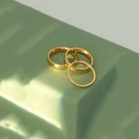 Lady Simple Style Round Titanium Steel Plating 18k Gold Plated Rings main image 3