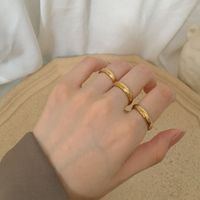 Lady Simple Style Round Titanium Steel Plating 18k Gold Plated Rings main image 2