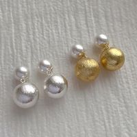 1 Paire Rétro Style Simple Balle Perle D'imitation Alliage Des Boucles D'oreilles main image 6