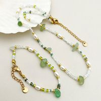 Hawaiian Tropical Simple Style Irregular Gold Plated Natural Stone Pearl Beads 304 Stainless Steel Beaded Gravel Wholesale Bracelets Necklace main image 3