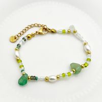 Hawaiian Tropical Simple Style Irregular Gold Plated Natural Stone Pearl Beads 304 Stainless Steel Beaded Gravel Wholesale Bracelets Necklace sku image 1