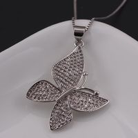 Ig Style Simple Style Animal Butterfly Copper White Gold Plated Gold Plated Zircon Pendant Necklace In Bulk main image 4
