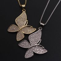 Ig Style Simple Style Animal Butterfly Copper White Gold Plated Gold Plated Zircon Pendant Necklace In Bulk main image 6