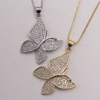 Ig Style Simple Style Animal Butterfly Copper White Gold Plated Gold Plated Zircon Pendant Necklace In Bulk main image 1