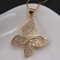 Ig Style Simple Style Animal Butterfly Copper White Gold Plated Gold Plated Zircon Pendant Necklace In Bulk main image 5