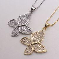 Ig Style Simple Style Animal Butterfly Copper White Gold Plated Gold Plated Zircon Pendant Necklace In Bulk main image 8