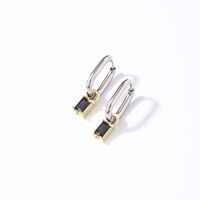 1 Pair Retro Simple Style U Shape Rectangle Plating Inlay 304 Stainless Steel Zircon K Gold Plated Rhodium Plated Drop Earrings main image 4
