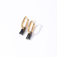 1 Pair Retro Simple Style U Shape Rectangle Plating Inlay 304 Stainless Steel Zircon K Gold Plated Rhodium Plated Drop Earrings main image 3
