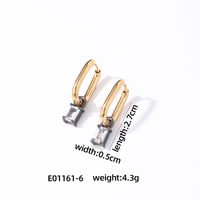 1 Pair Retro Simple Style U Shape Rectangle Plating Inlay 304 Stainless Steel Zircon K Gold Plated Rhodium Plated Drop Earrings sku image 1