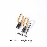 1 Pair Retro Simple Style U Shape Rectangle Plating Inlay 304 Stainless Steel Zircon K Gold Plated Rhodium Plated Drop Earrings sku image 2
