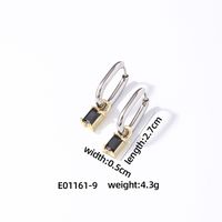 1 Pair Retro Simple Style U Shape Rectangle Plating Inlay 304 Stainless Steel Zircon K Gold Plated Rhodium Plated Drop Earrings sku image 4