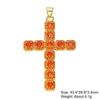 Classic Style Cross Copper Plating Inlay Zircon 18k Gold Plated Charms Jewelry Accessories sku image 21
